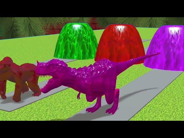 ANIMAL CROSSING FOUNTAIN with ELEPHANT, GORILLA, DINOSAUR, LION, TIGER | Funny game | animal game