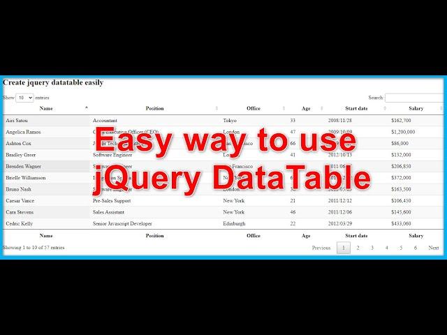 jQuery datatable - Convert simple HTML table to advanced 