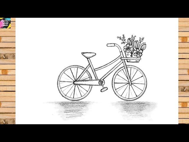 How to draw cycle easy | Cycle drawing for kids | Pencil sketch for beginners