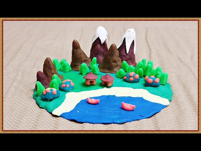 How to make a Playdough / Modelling clay island for a school project  ||  DIY nature clay modelling