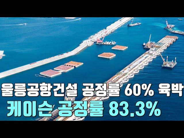 울릉공항건설 공정률 60% 육박… 케이슨 공정률 83.3%