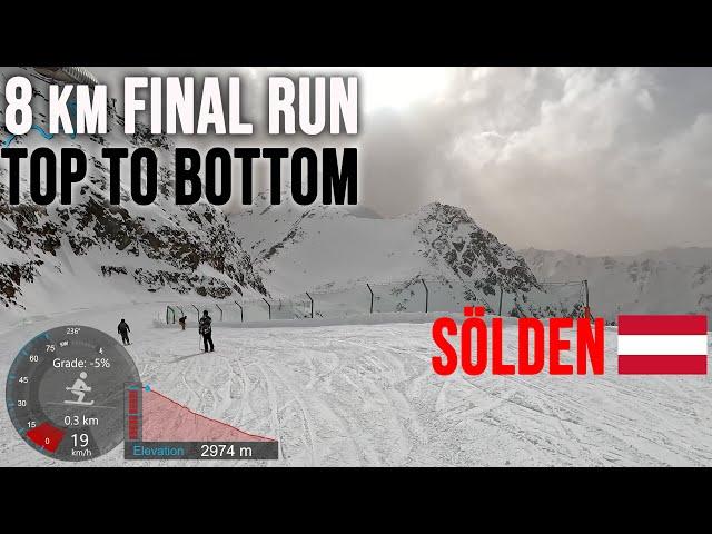 [4K] Skiing Sölden, 8 km Final Run of Season - End of Day Top to Bottom, Austria, GoPro HERO11