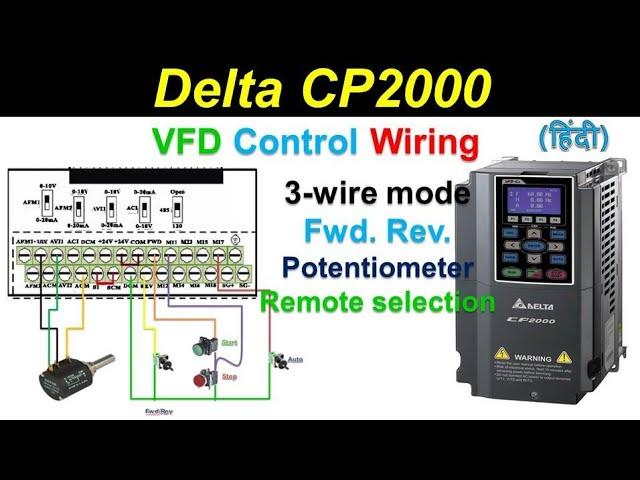 delta vfd cp2000 parameter setting | CP2000/C2000 | 3-wire | remote Start Stop | reverse forward