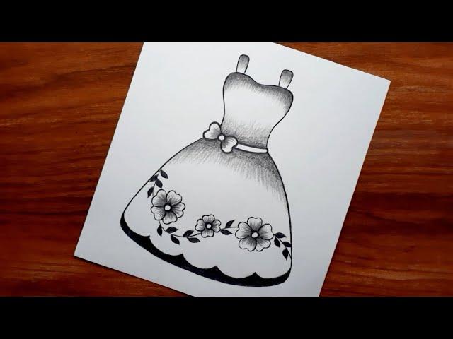 Frock Drawing with Pencil Sketch || Barbie Dress Drawing || Dress Drawing || Creativity Studio..