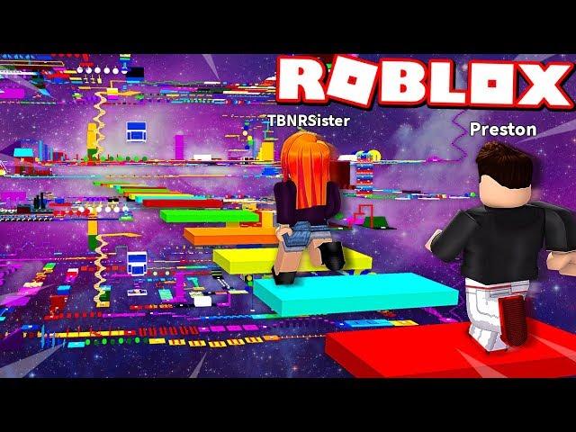 LITTLE SISTER CHEATS in ROBLOX *IMPOSSIBLE* RAINBOW SPEED OBBY RACE!