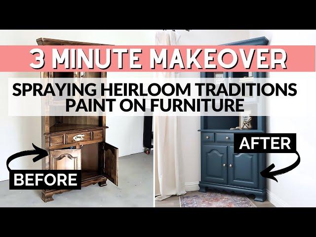 Spraying Heirloom Traditions Paint on Furniture | 3 Minute Makeover