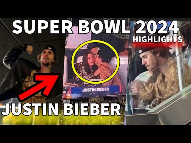 Justin Bieber and Hailey Bieber attending Super Bowl 2024