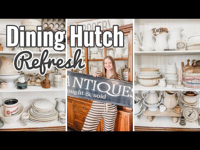 Dining Room Hutch REFRESH | Decorating with Ironstone | Antique Farmhouse Home #antiques