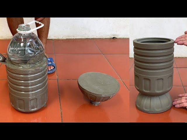 Make Outstanding Cement Plant Pots From Plastic Bottles Easily At Home