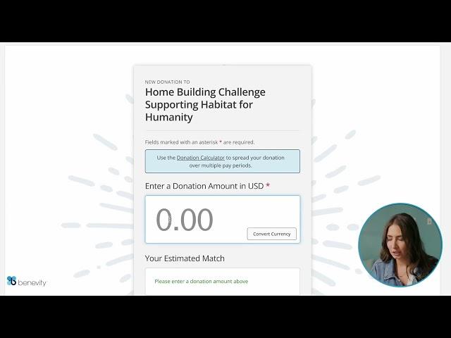 Donation flow and matching by Benevity