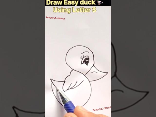 Easy Duck  Drawing Using Letter 'S' ️ #Shorts #satisfying #art