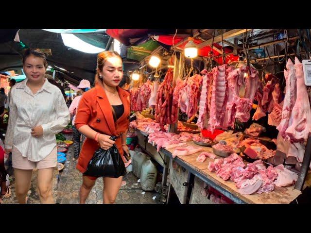 Cambodia Tour 2024 - Walking Tour 4K - Phnom Penh Local Market - Amazing Street Food