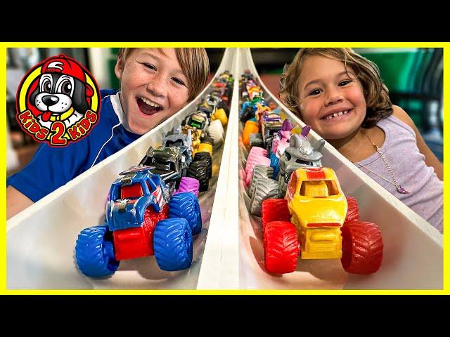 MONSTER JAM MINIS - Who is the Fastest MARVEL Monster Truck? (LONGEST DOWNHILL RACE)