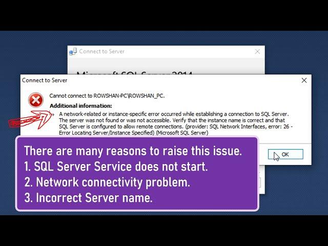 how to fix a network related or instance specific error in sql server 3 way