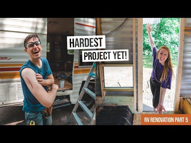 Vintage RV Renovation - Completely Rebuilding the Door Frame (This was tough ) (Ep. 5)