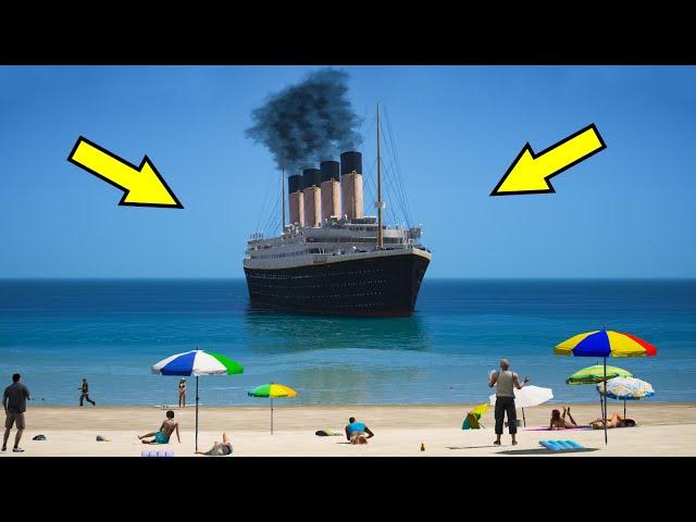 GTA 5 Titanic Crashing Into Shore (Captain Didn't Have Time to Stop Titanic) GTA V Ship Crash