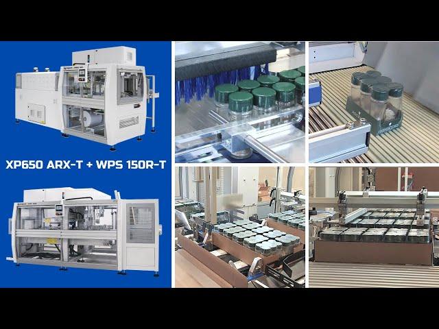 Algipack автомат WPS 150R-T в совместной работе с автоматом XP650 ARX-T групповая упаковка специй