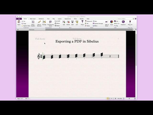 Sibelius PDF Export