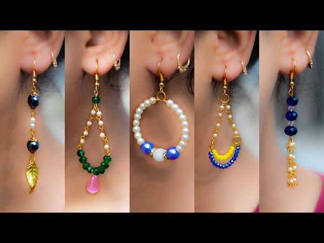 5 easy Pearl & Crystal Earring Design | DIY | 5 min Craft | Hand made jewelry | Art with Creativity