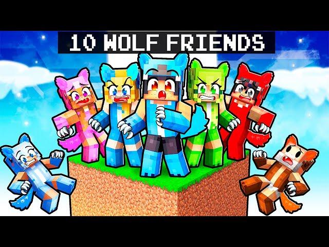 10 FRIENDS On ONE WOLF BLOCK in Minecraft!