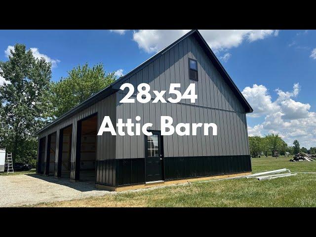 28x54 pole barn garage with attic trusses - Summer came early on this post frame ️