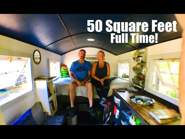 Couple live FULL TIME in only 50 Square Feet! A Tiny House Story.