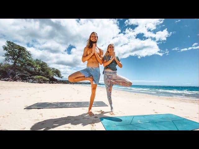 Gentle Morning Beach Yoga In Hawaii