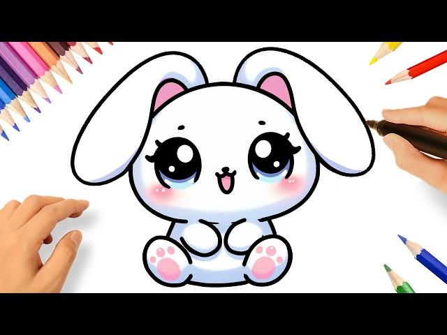 CÓMO DIBUJAR UN CONEJITO KAWAII FÁCIL PASO A PASO 