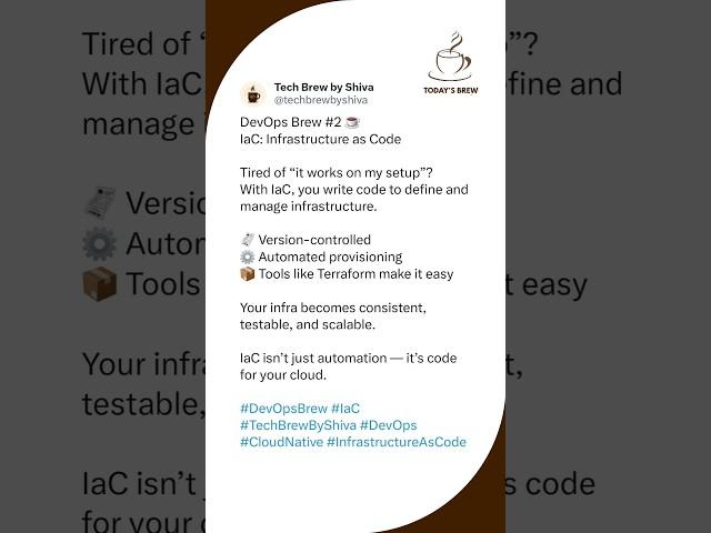 Infrastructure as Code (IaC) — DevOps Brew #2  #TechBrewByShiva
