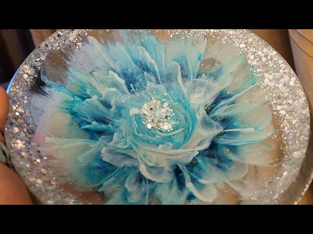 Oh my I made my first resin bowl!!! Amazing bloom flower in Blues with glitter.  Video #335