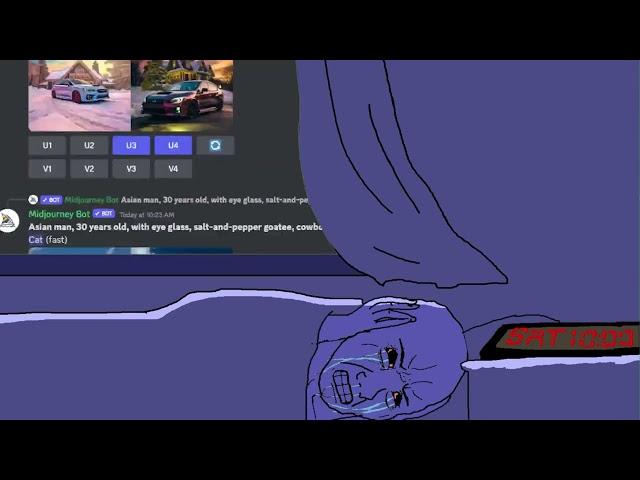 Wojak's Sleepless Night: AI Art Takes Over