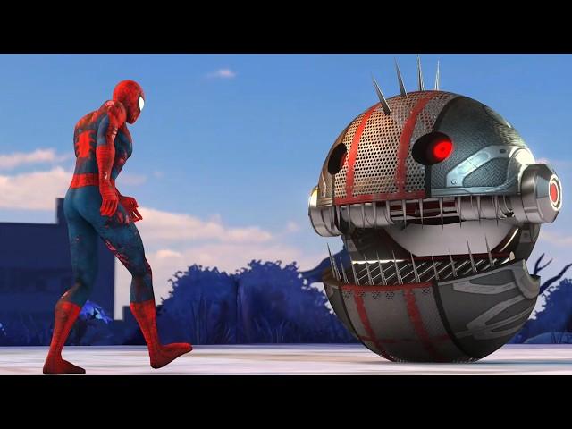 BATTLE OF THE GIANT ROBOT PACMAN VS SPIDERMAN