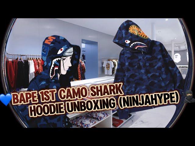 Bape 1st Blue Camo Shark Hoodie Unboxing Review from Ninjahype #fashion #hype #hypebeast #tiktok