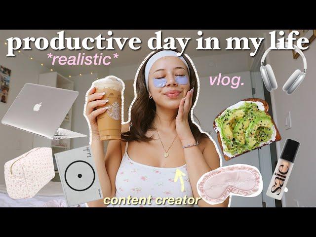 PRODUCTIVE & REALISTIC DAY IN MY LIFE | work from home, podcasting, what i eat, new makeup, etc ʚɞ