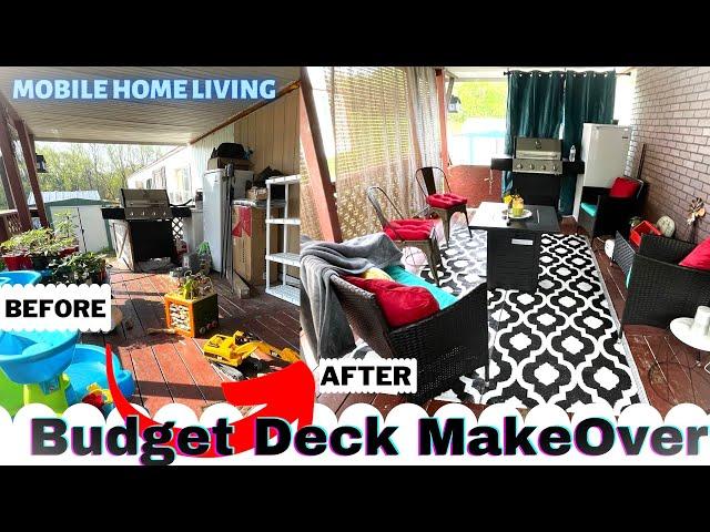 Budget Deck Transformation on $500 Mobile Home| New Patio Furniture & Decor + Cleaning Motivation