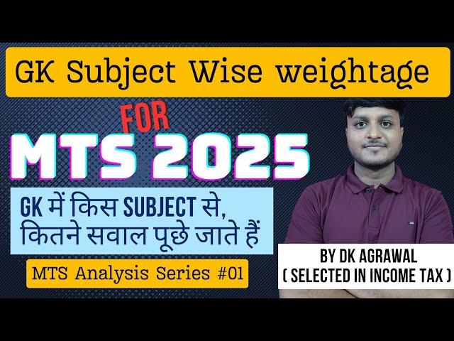 GK Subject Wise Weightage For SSC MTS 2025 | MTS Analysis Series #01 | GK Important Topics For MTS