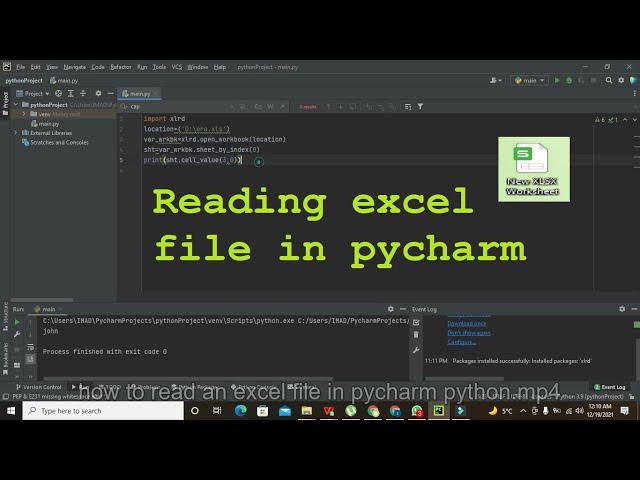 how to read an excel file in pycharm | how to read an excel file in python