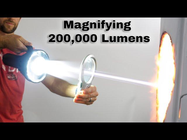 Magnifying The World's Brightest Flashlight (200,000 Lumens)