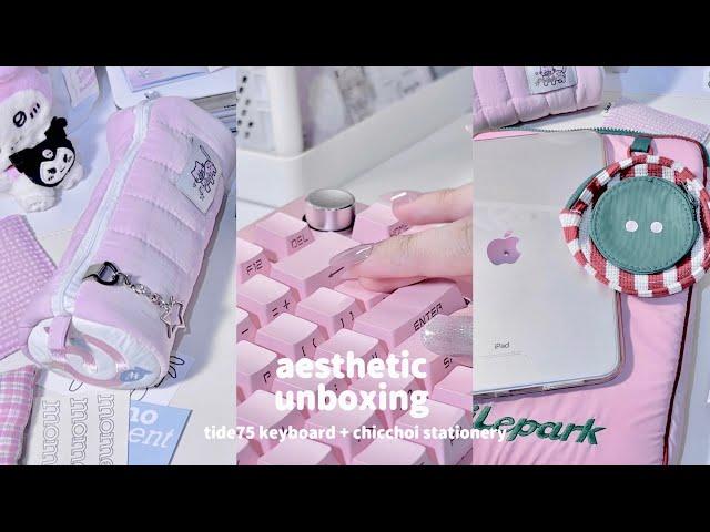 unboxing  epomaker tide75 pink keyboard + aesthetic stationery, iPad accessories ft ChicChoi