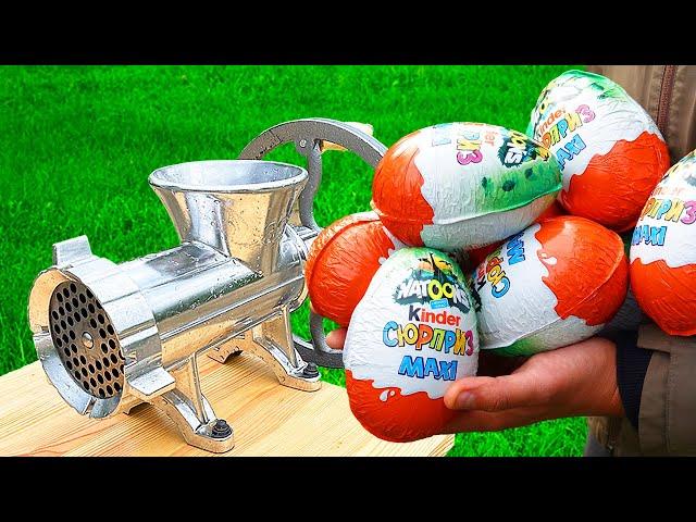 🟢 Experiment Meat Grinder vs Kinder Surprise