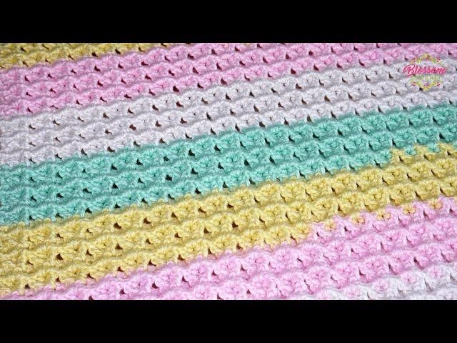 Super Squishy Chunky 3D V Stitch Blanket Stitch • ONE ROW REPEAT! Left Handed Tutorial