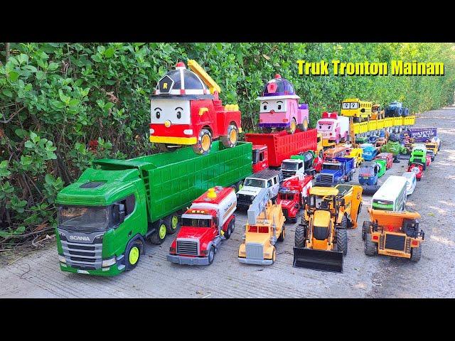 Mantap !! Mobil Truk Tronton Panjang Bongkar Mainan Mobil Mobilan Oleng, Pesawat, Excavator, Crane