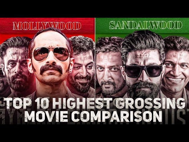 Mollywood VS Sandalwood : Top 10 Highest Grossing Movie | Who Will Win ? | Yash |  Fahadh Faasil