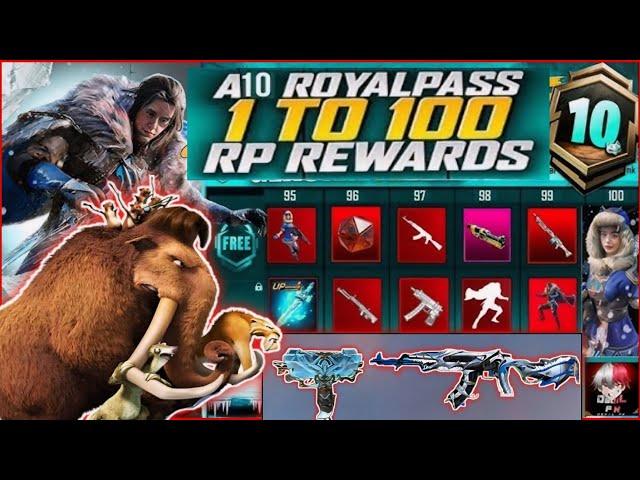 A10 Royal Pass 1 to 100 RP Reward | UZI Glacier Basic to Final Level | New UC Discount Pack