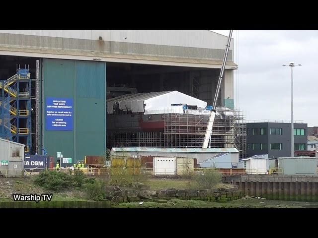 HMS CARDIFF F89 TAKES SHAPE AT BAE GOVAN SHIPYARD ON THE CLYDE  23-4-23