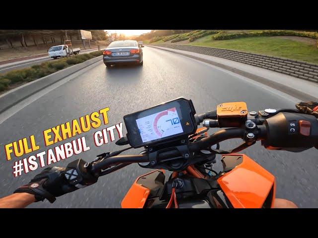 FULL EXHAUST - KTM Duke 390 Akrapovic + Popcorn safewafe  İSTANBUL CITY 4K/RAW