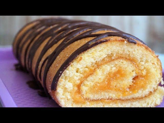 Классический БИСКВИТНЫЙ РУЛЕТ с джемом, получается всегда!
