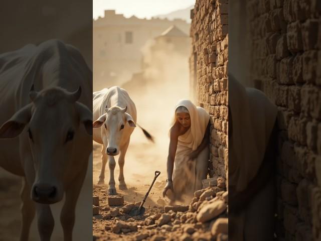 Grandmother And Cow Making Home  #ai #cow #cartoon