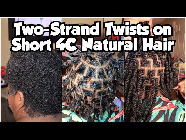 Two Strand Twists with Extensions on Short 4C Natural Hair (rubber band method)