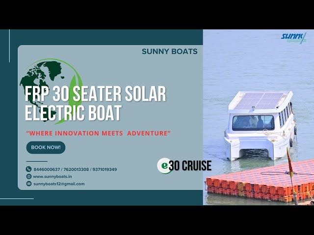 FRP 30 seater Solar Electric Boat #solar #boating #frp #frpboat #marine #electric #sale #torqeedo